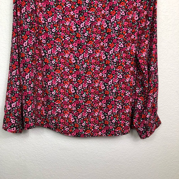 J Crew Factory  Women’s Floral Green Pink Print Long Sleeves Size 2X - Picture 6 of 10